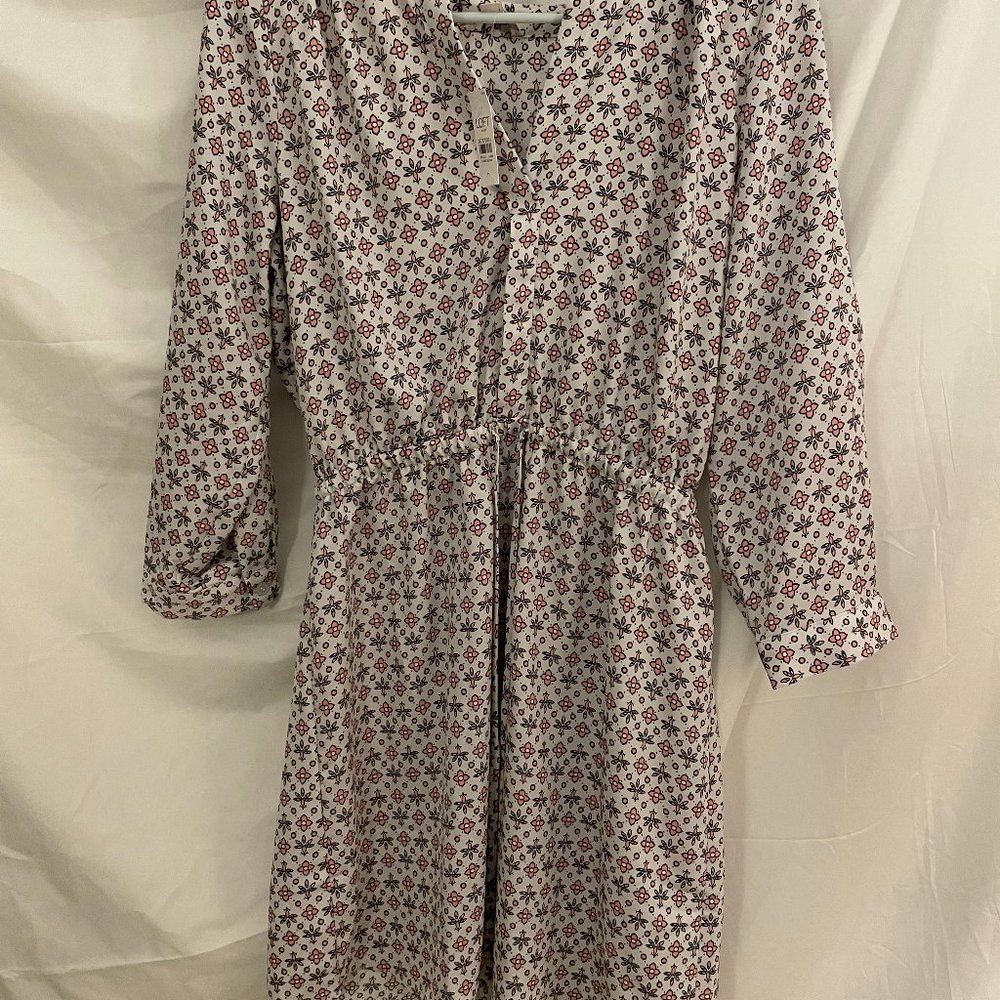 Loft Women's Dress White Floral Shirtdress Size Small